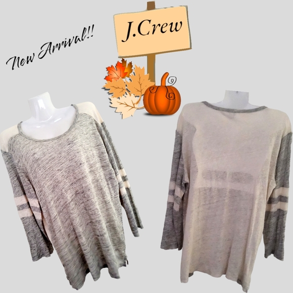 New!! J.Crew Designer Grey and Ivory Colorblock Warm 3/4 Sleeve Top!! Size M. - Picture 14 of 15